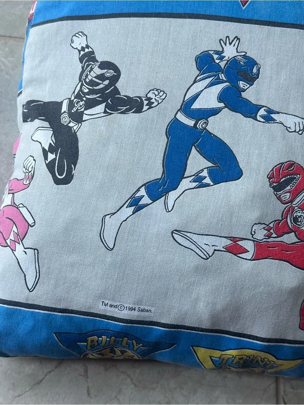 1994 Power Rangers Vintage Pillow 20x22